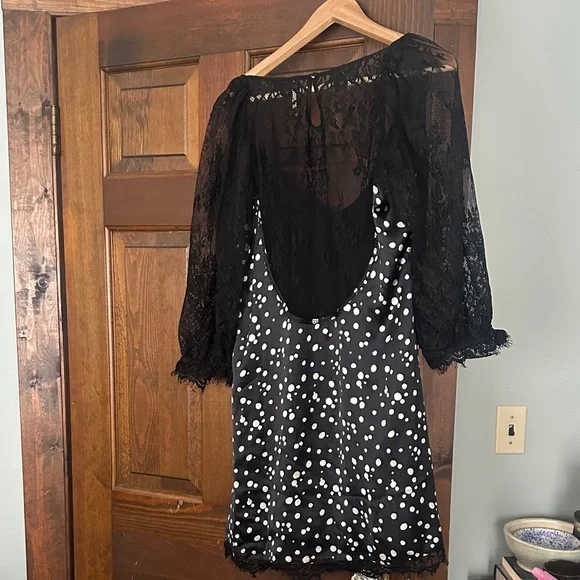 Free People Black and White Polka Dot Long Sleeve Dress - Picture 5 of 5